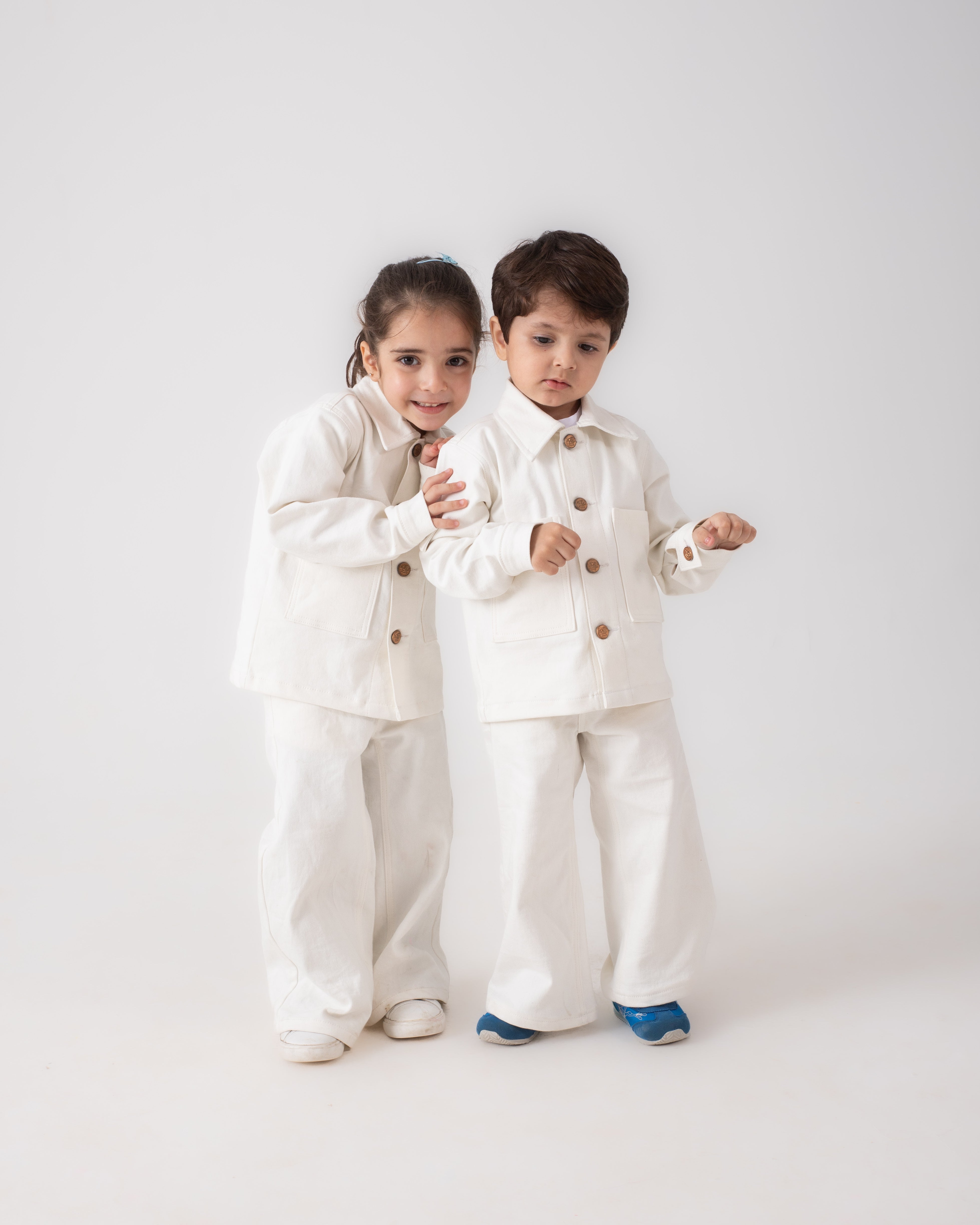Unisex White Oversized Jacket and Wide Legged Pant Set