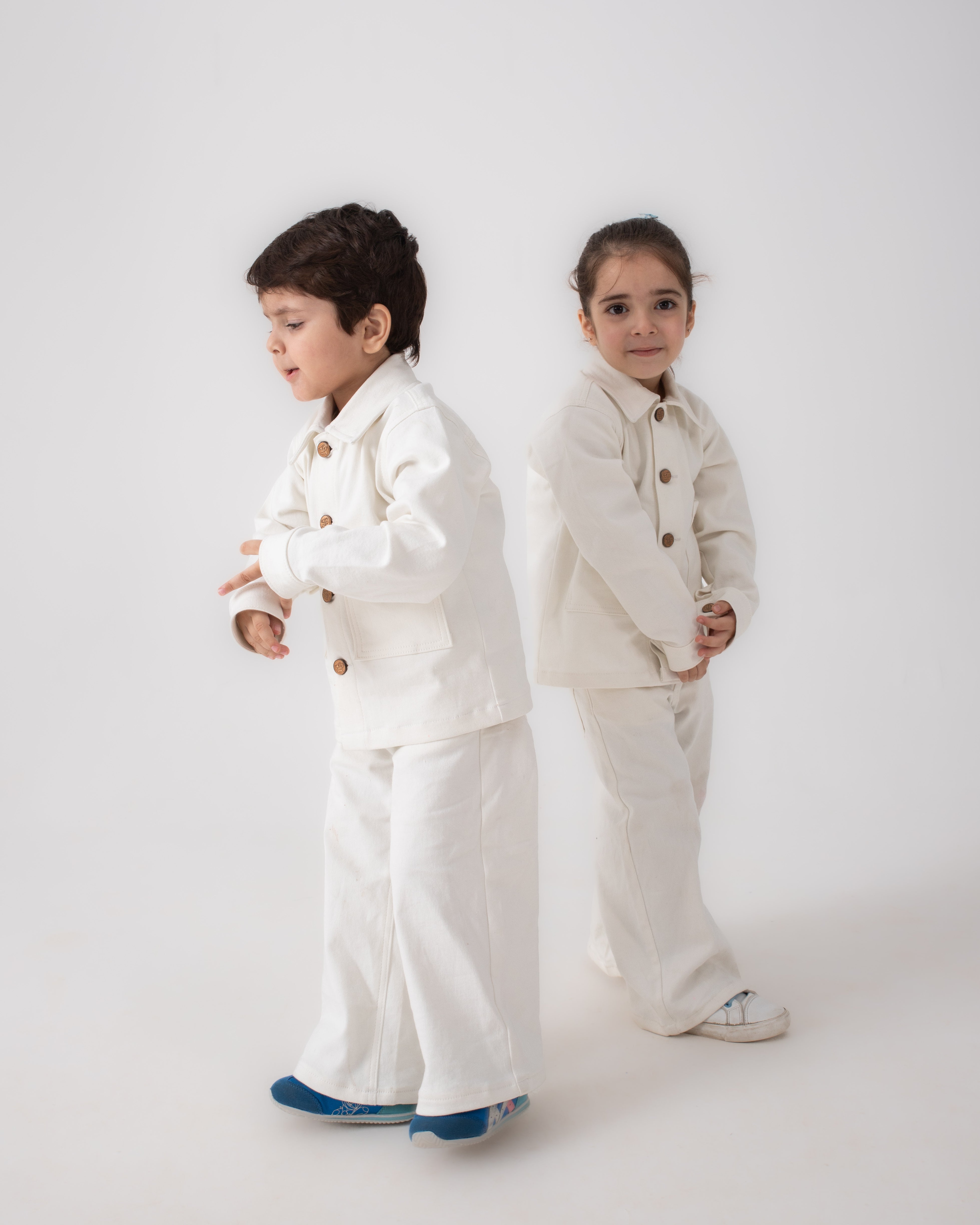 Unisex White Oversized Jacket and Wide Legged Pant Set