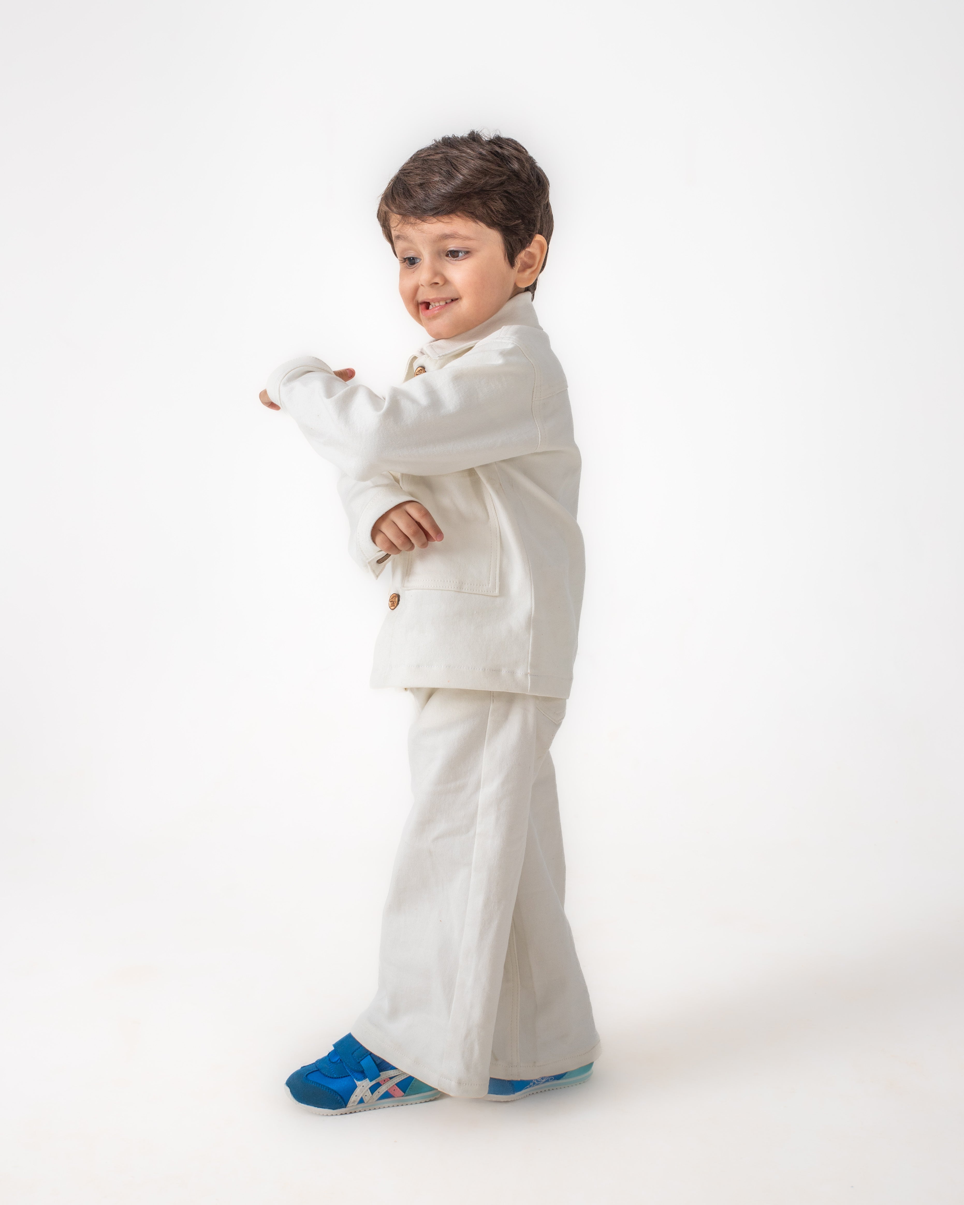 Unisex White Oversized Jacket and Wide Legged Pant Set