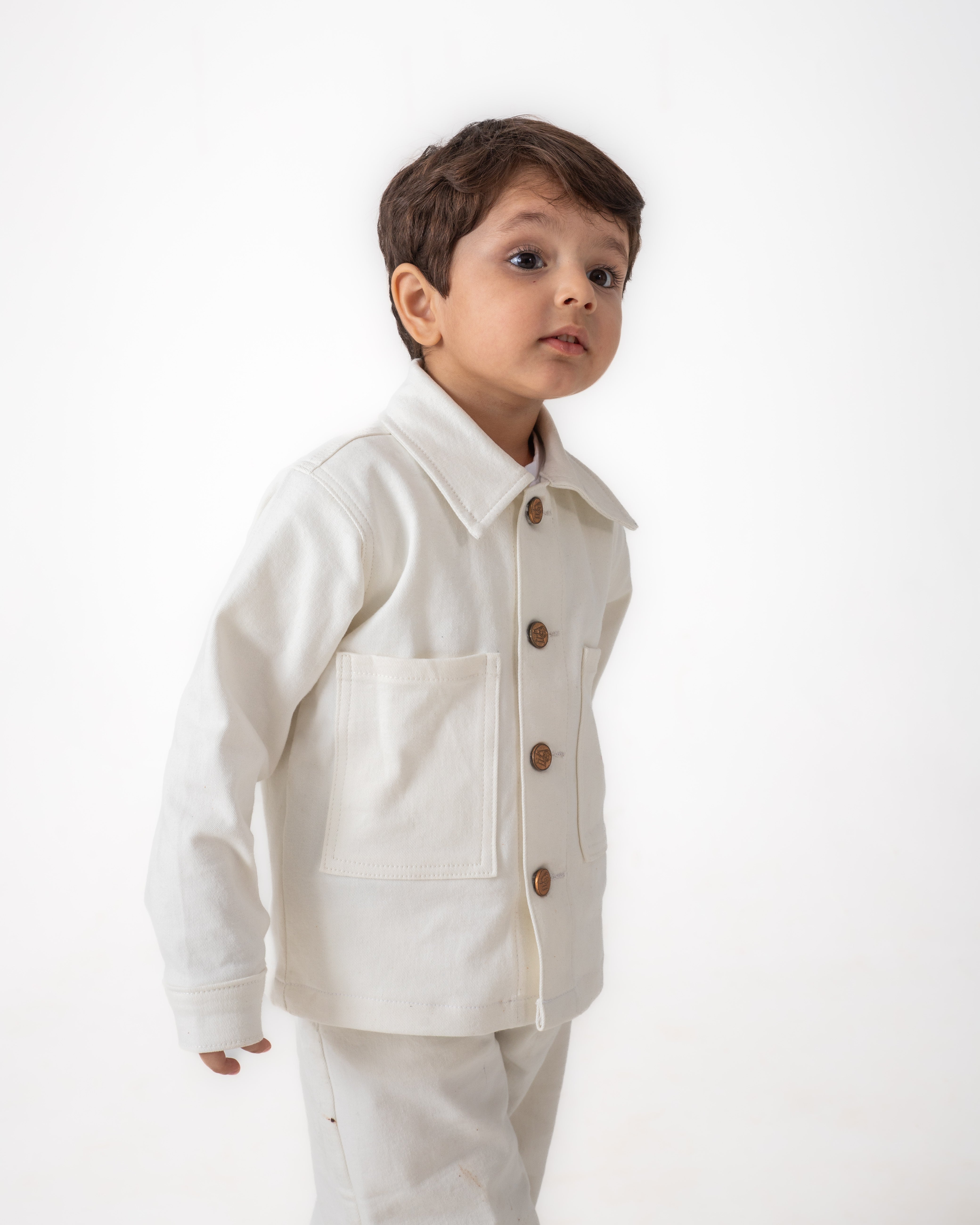 Unisex White Oversized Jacket and Wide Legged Pant Set