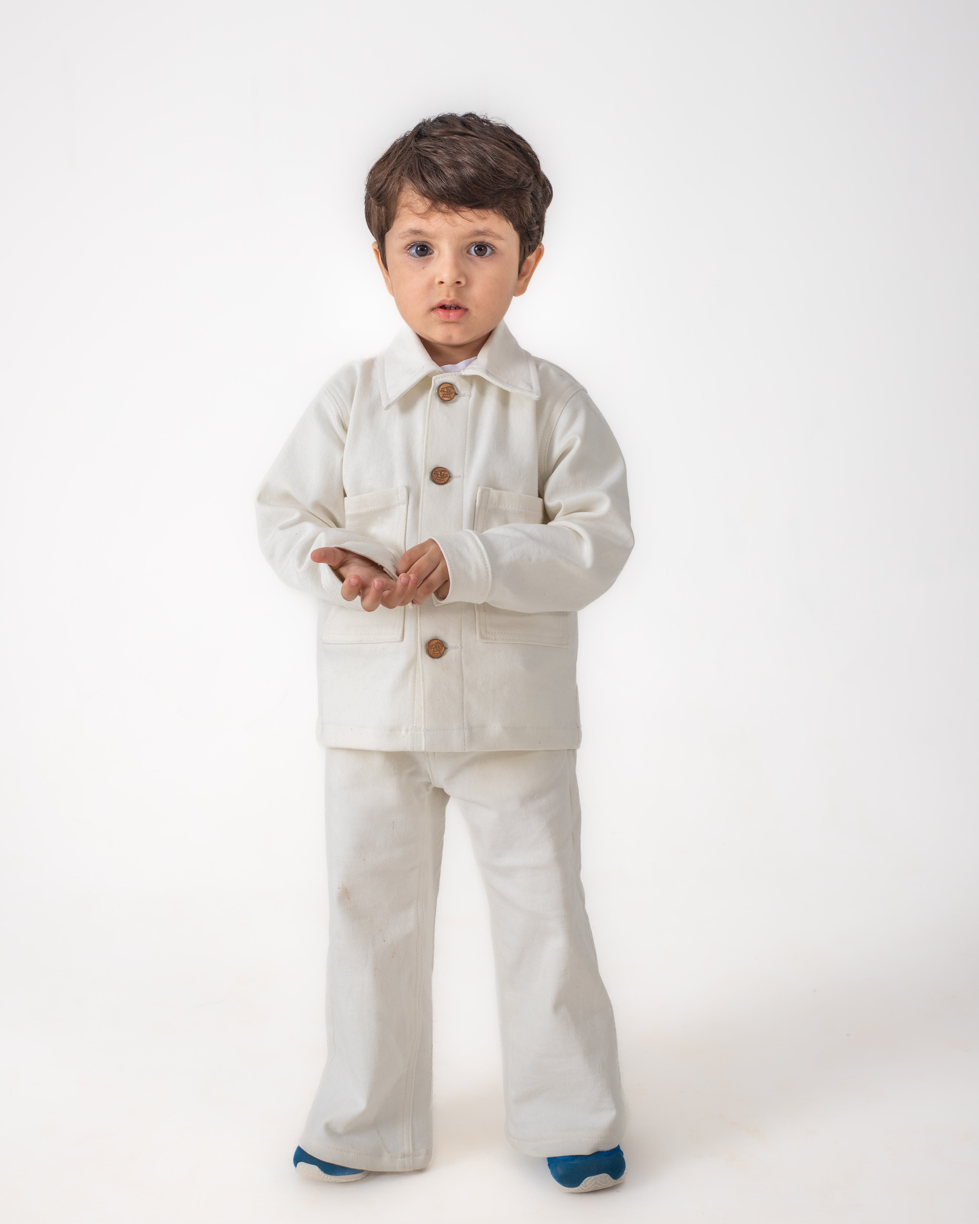 Unisex White Oversized Jacket and Wide Legged Pant Set