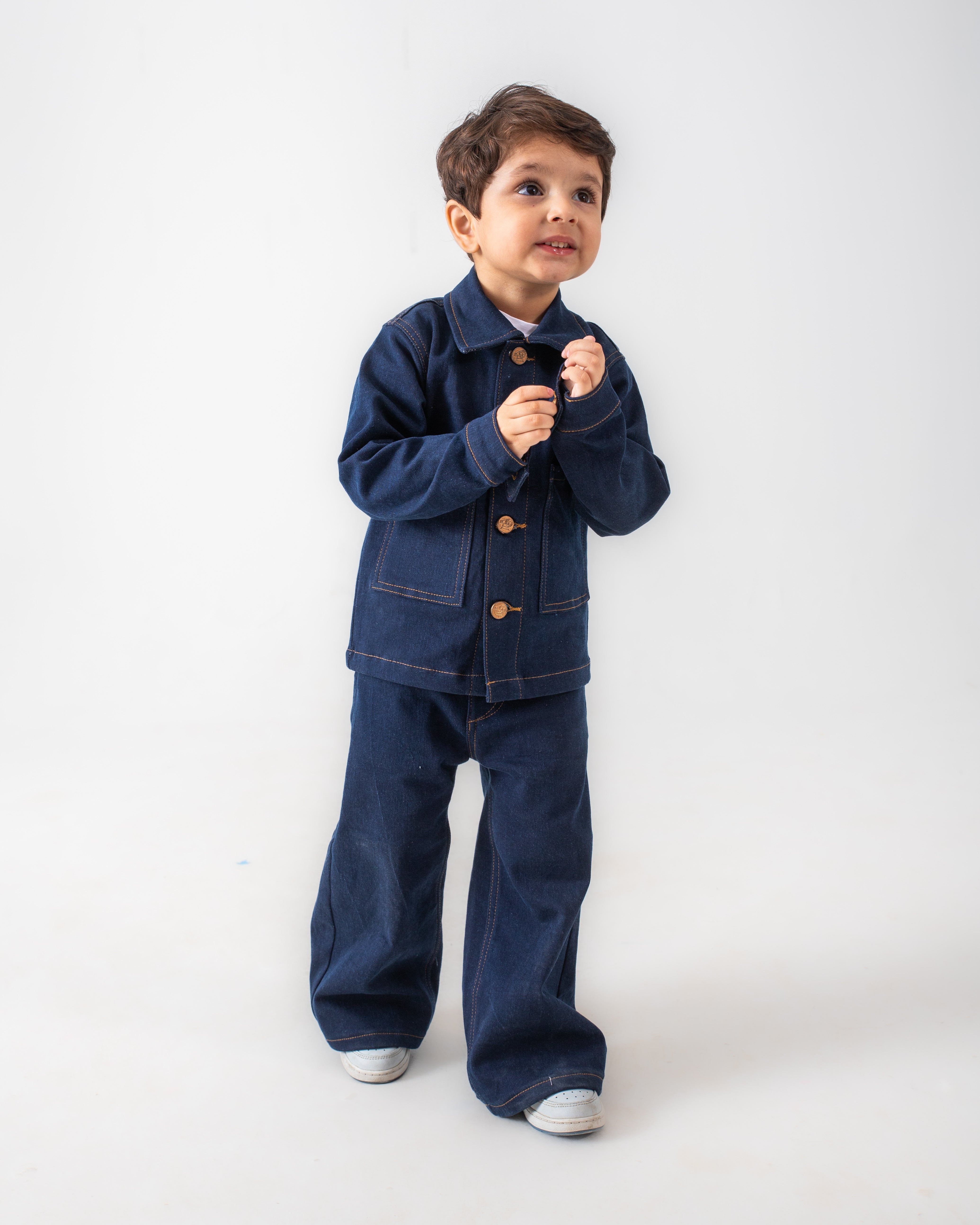 Unisex Dark Blue Oversized Jacket and Wide Legged Pant Set