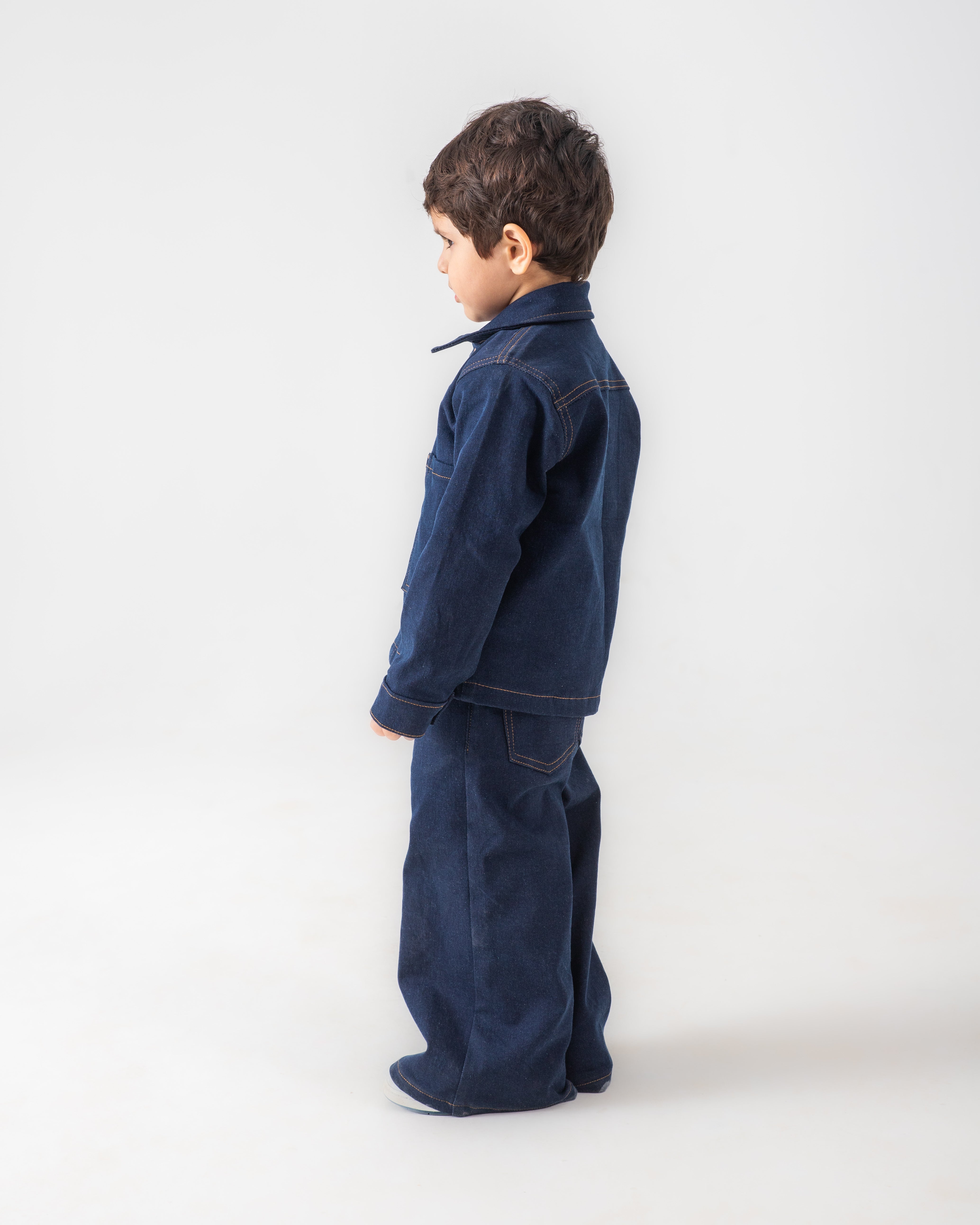 Unisex Dark Blue Oversized Jacket and Wide Legged Pant Set