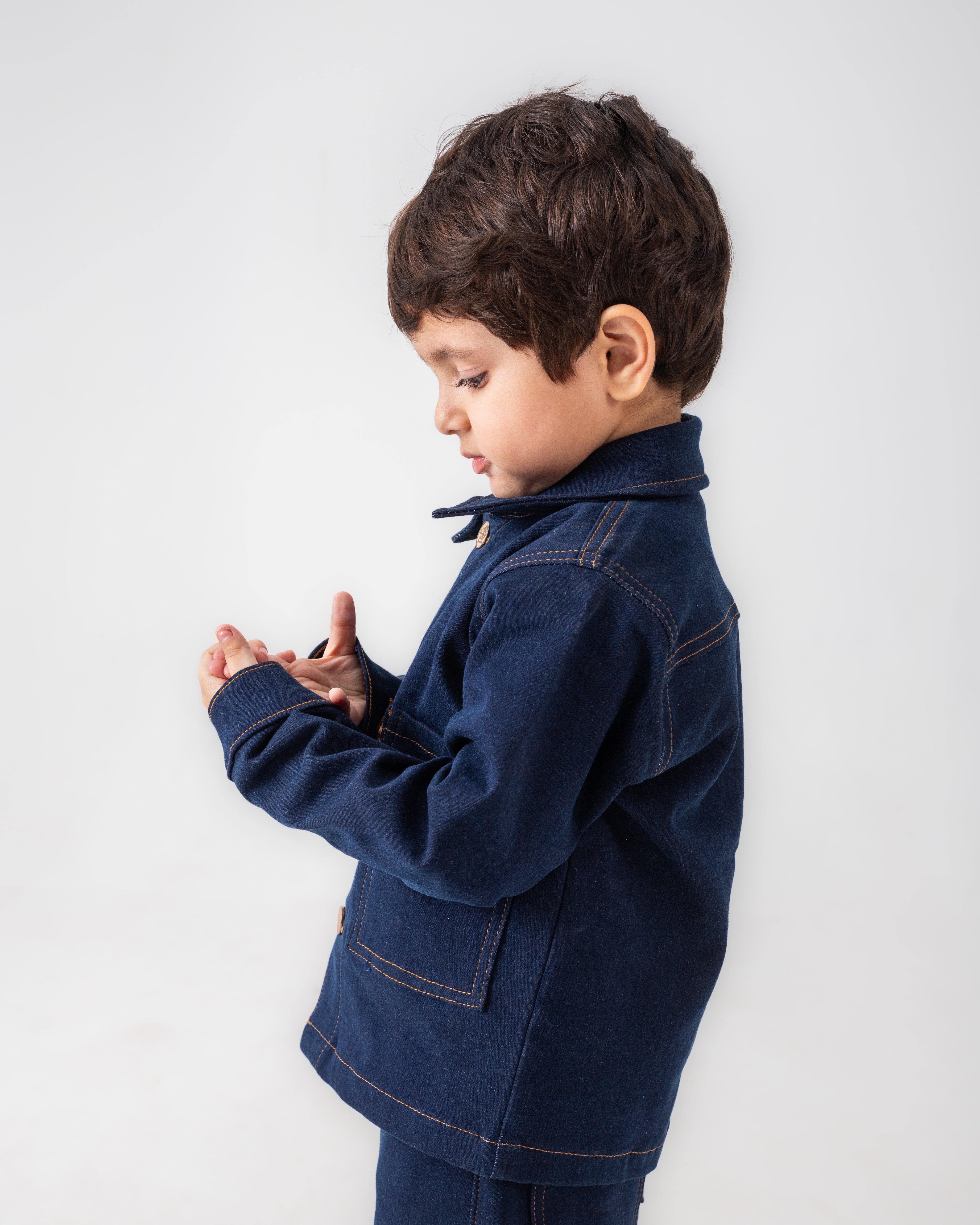 Unisex Dark Blue Oversized Jacket and Wide Legged Pant Set