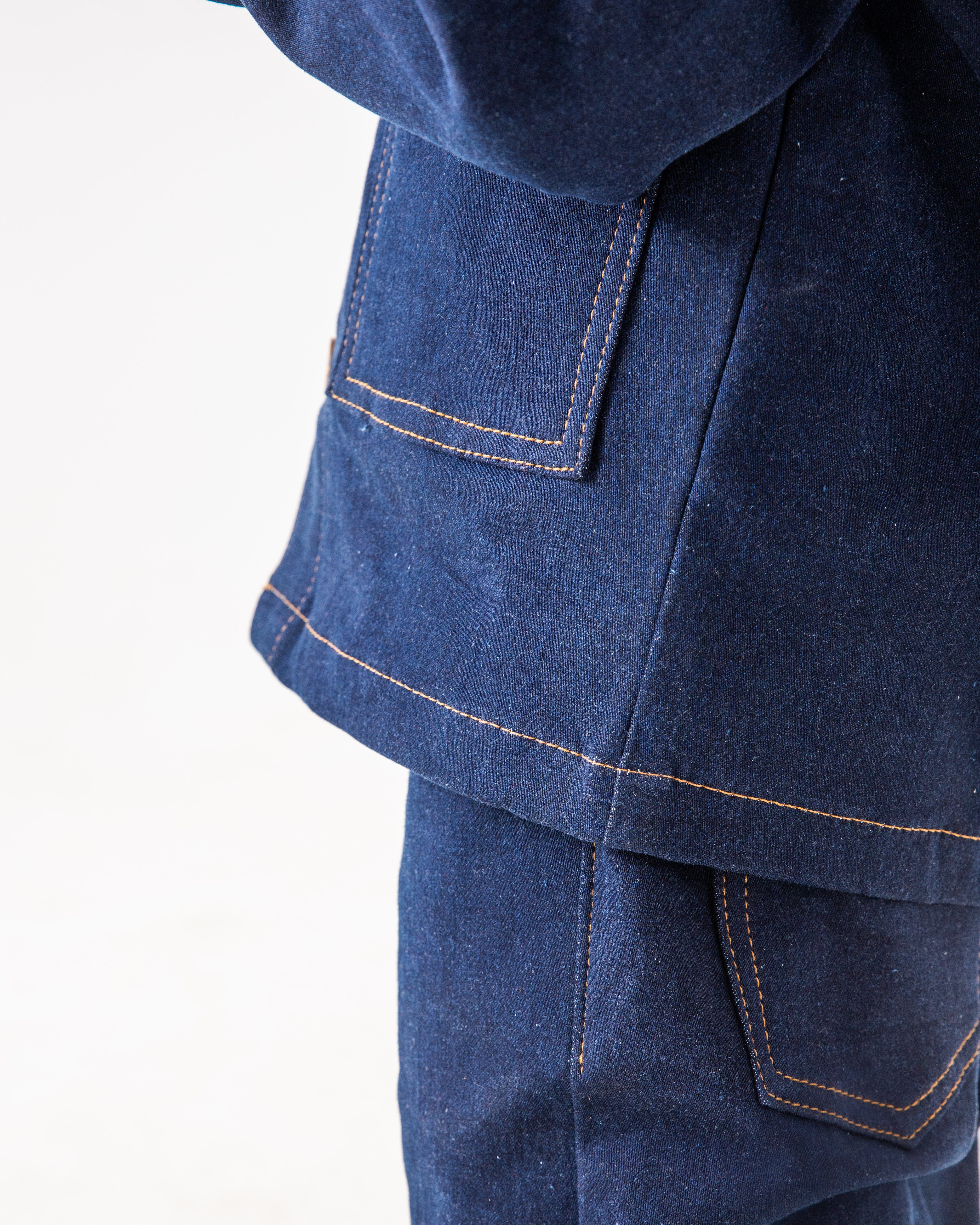 Unisex Dark Blue Oversized Jacket and Wide Legged Pant Set