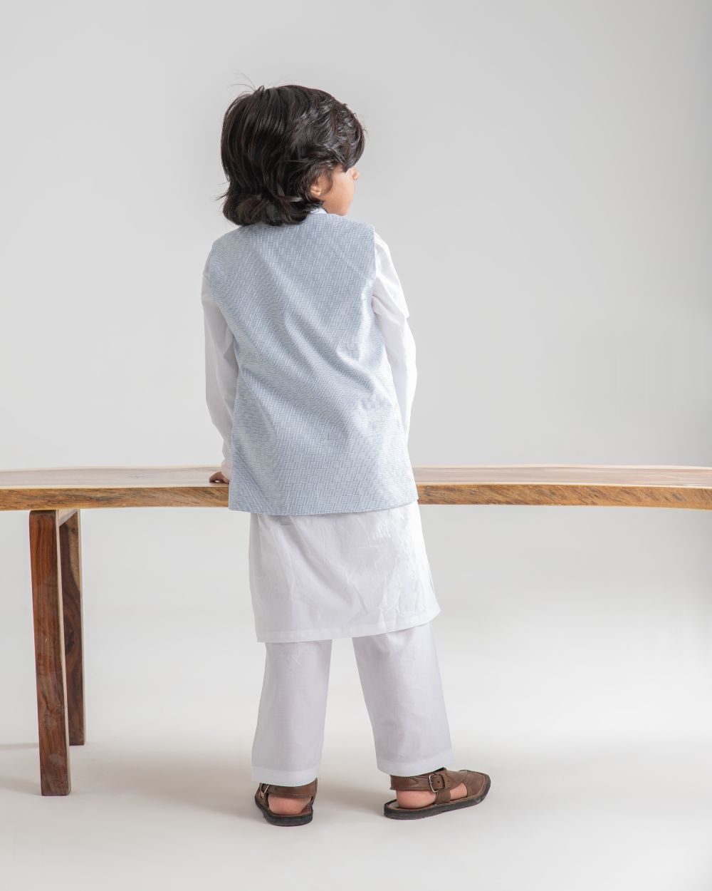 White Kurta Trouser And Ocean Breeze Waistcoat