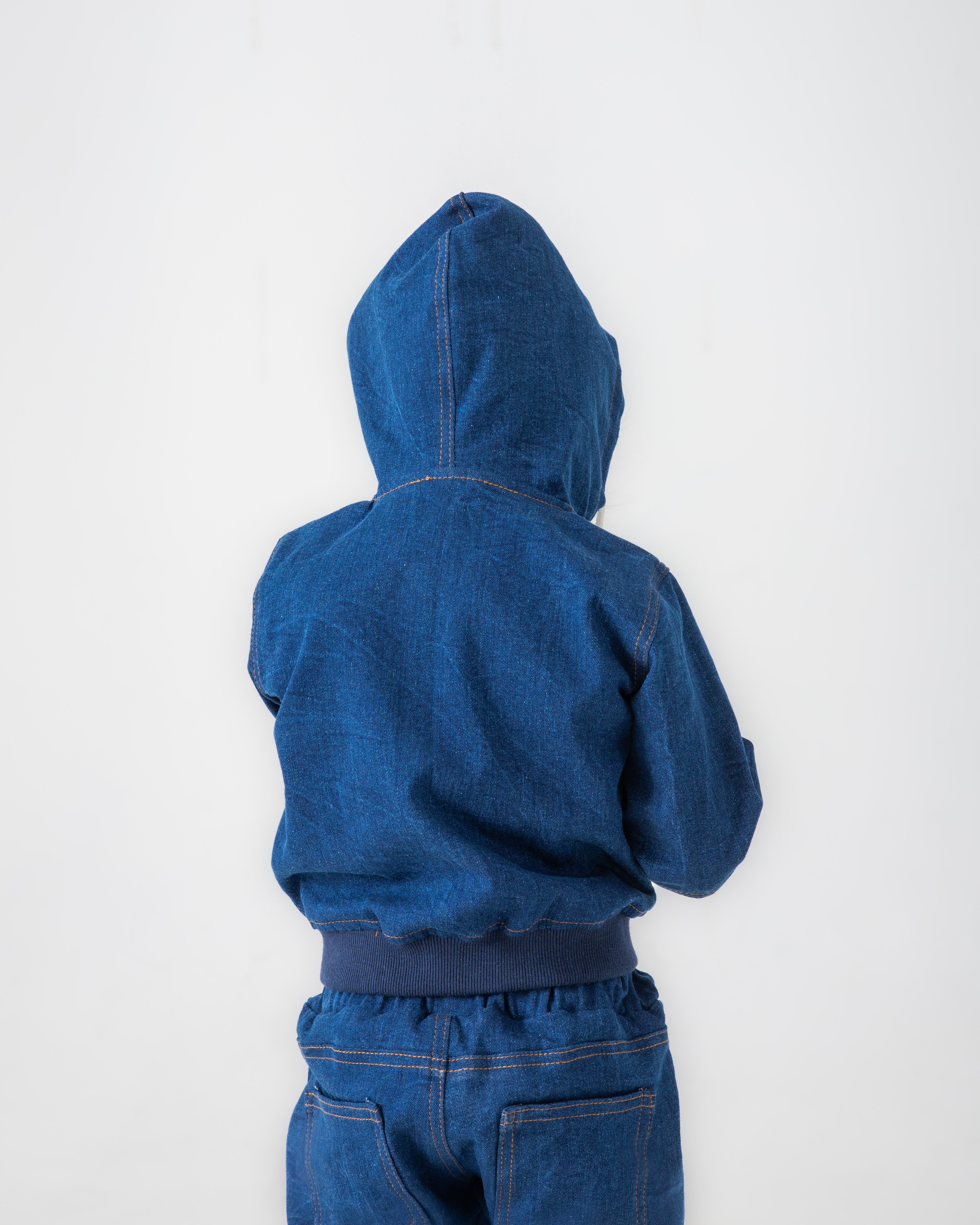 BOYS AND GIRLS BLUE DENIM ZIP UP HOODIE