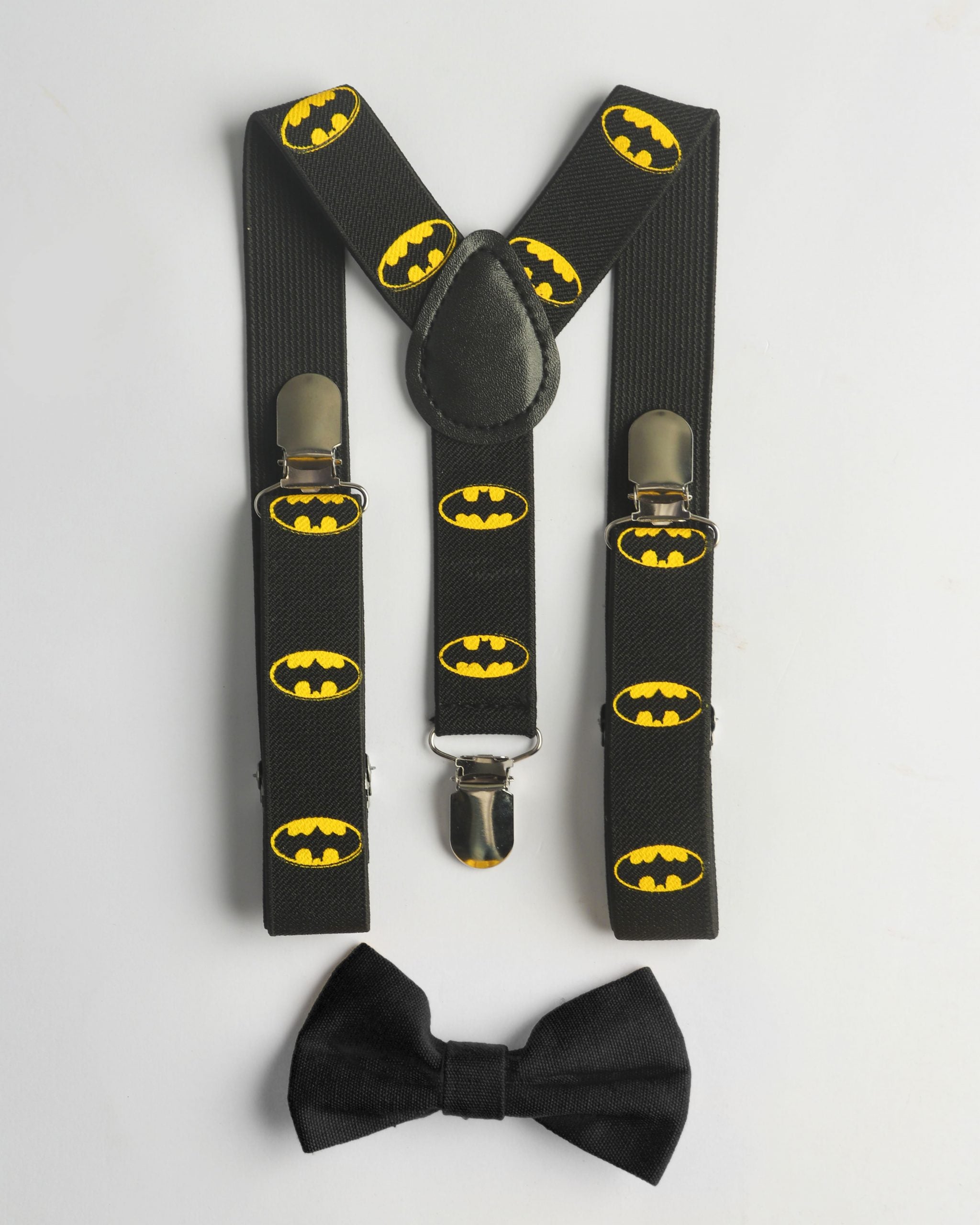 Batman inspired suspender & bowtie set