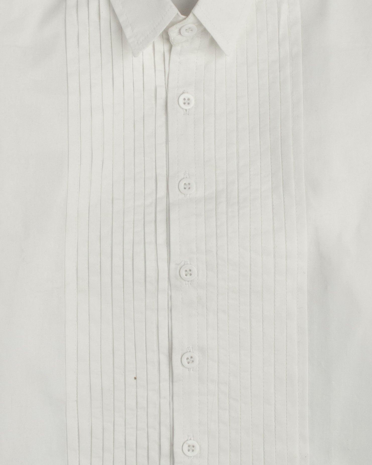 WHITE PLEATED SHIRT WITH WHITE BUTTONS