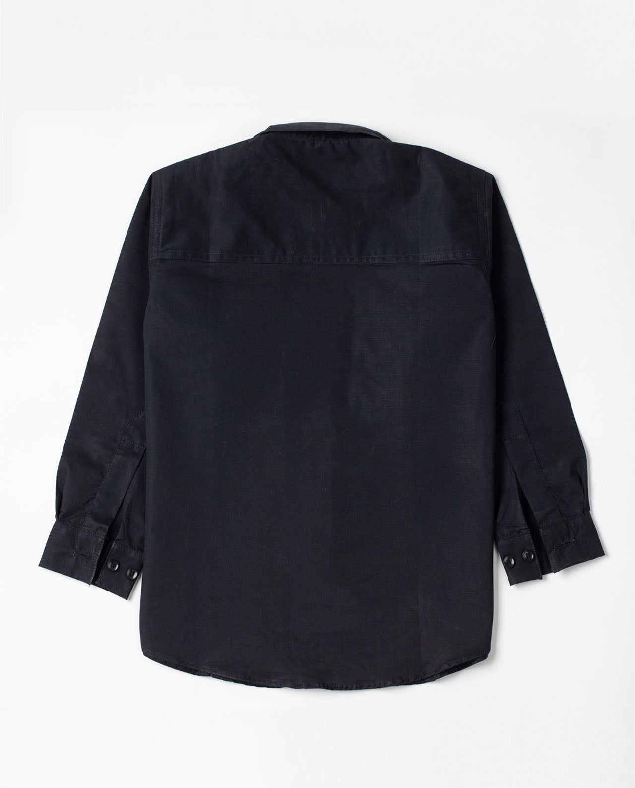 BLACK PLEATED SHIRT WITH BLACK BUTTONS