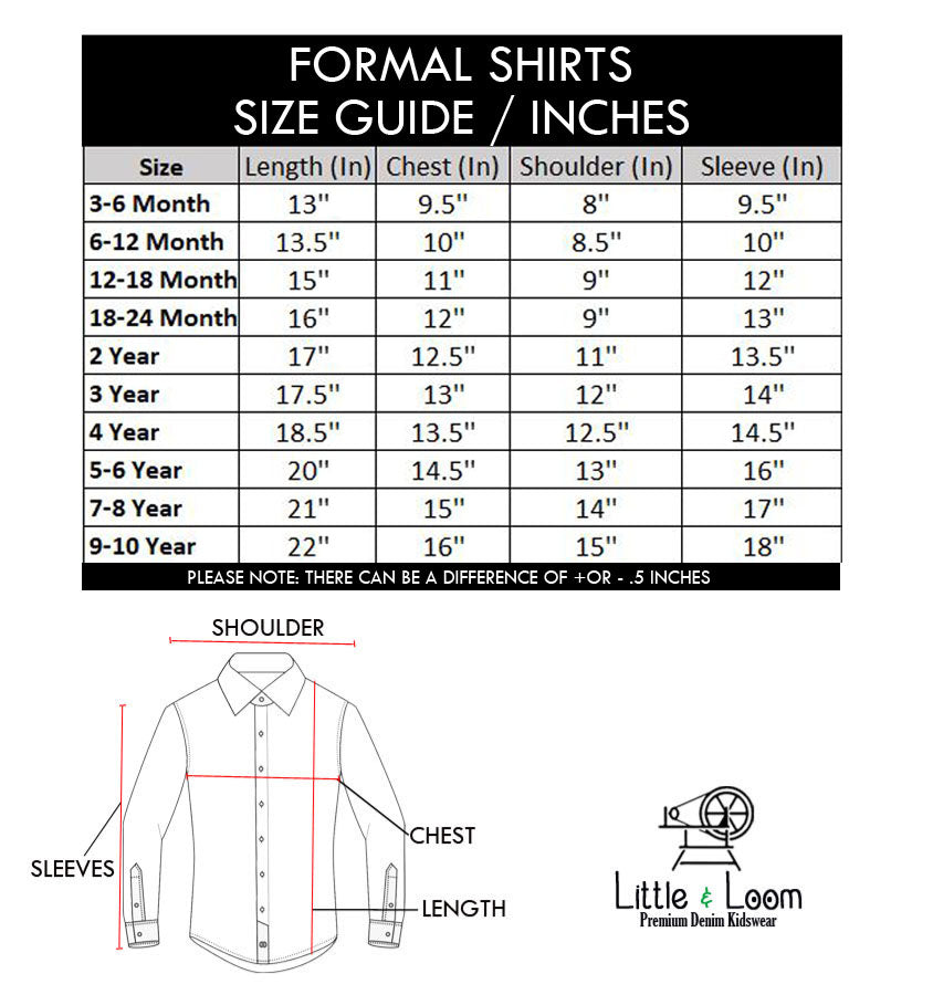 FORMAL SHIRT SIZE GUIDE