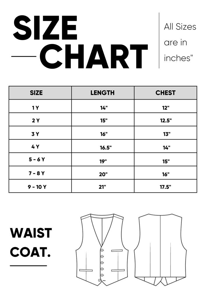 Size Chart Waist Coat