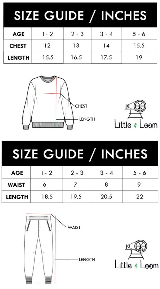 Size guide Sweatsuits 
