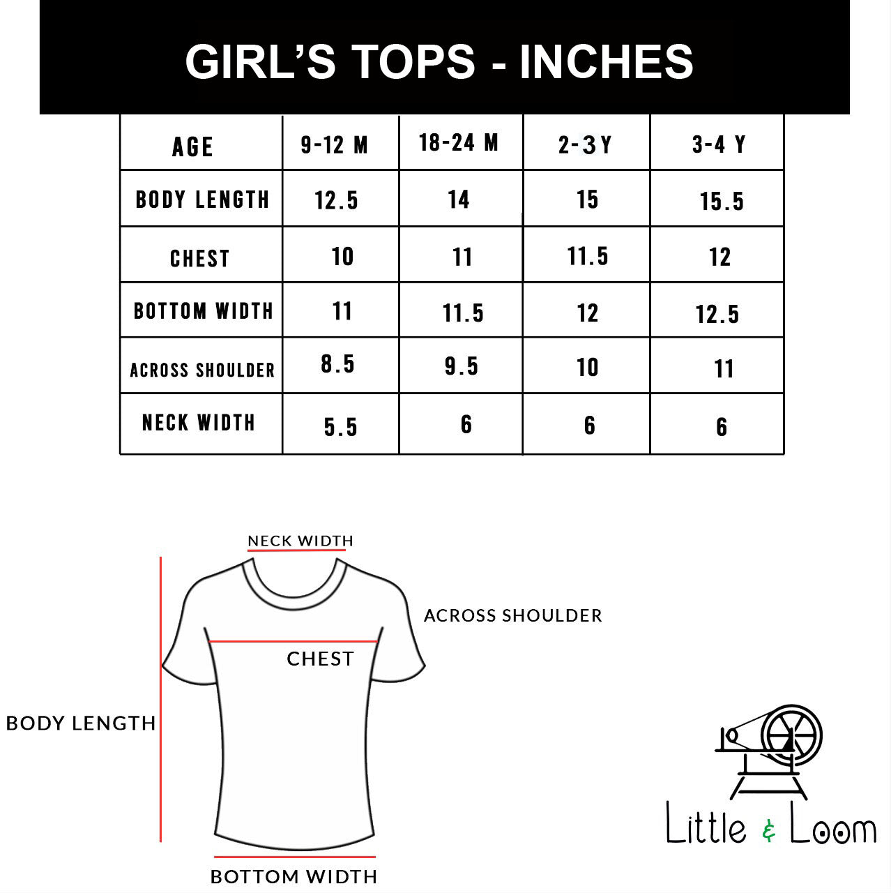 Girls Top Size Guide